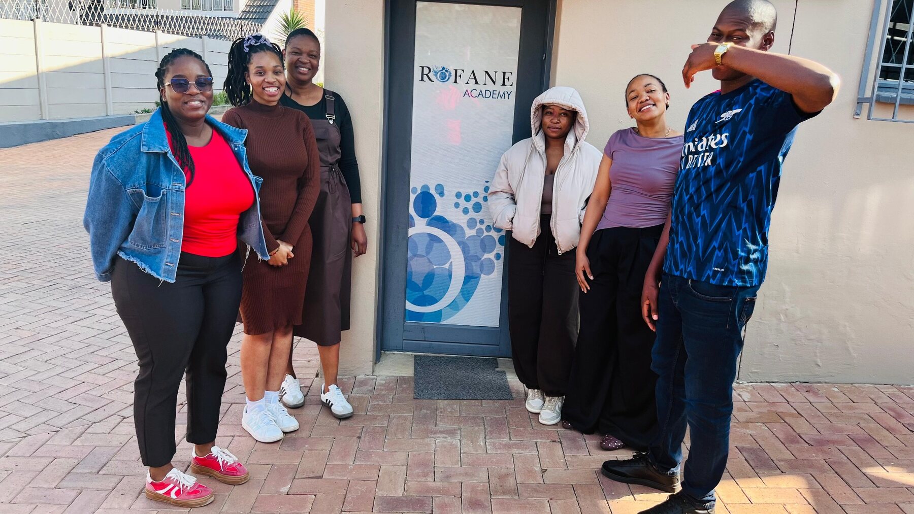 Rofane Academy learners and team outside the academy